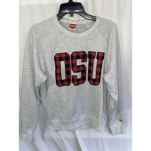 Homage Ohio State University Buckeyes OSU Plaid Letters Sweatshirt Small
